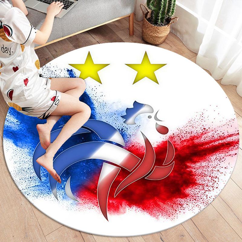 France National Football Team Round Area Rug,Carpet Rug for Living Room Bedroom Sofa Playroom Decor,Non-slip Floor Mat