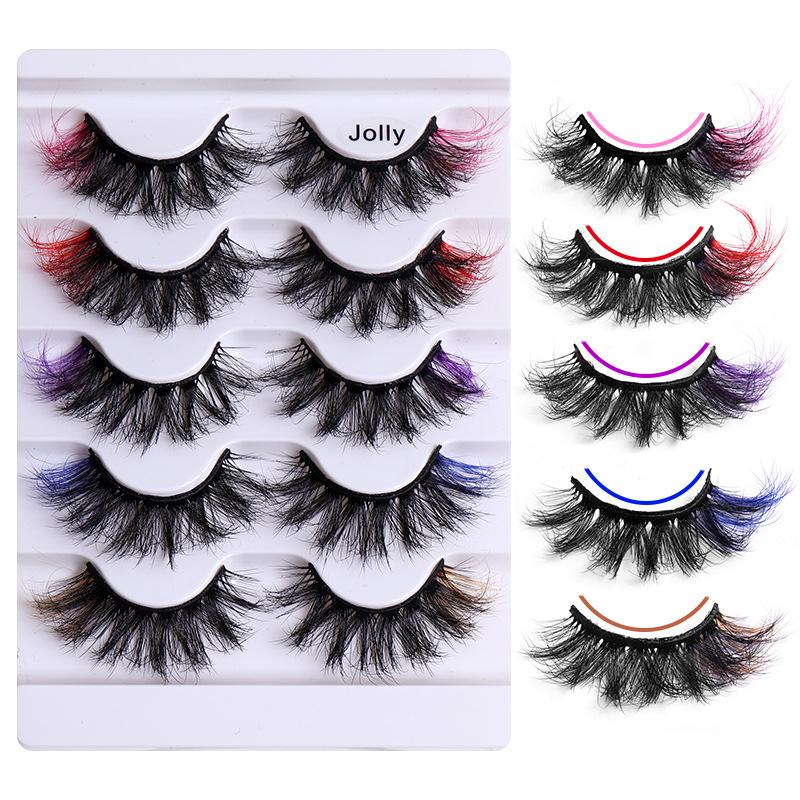 5 Pairs Of Colorful Dense Multi-Layer Soft Simulated Eyelashes, Natural Dense Curled Masquerade Eyelashes