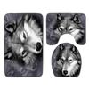 Wolf Bathroom Toilet Three-Piece Floor Mat Doormat Bathroom Carpet
