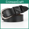 Casual Womens Leather Belt With Alloy Pin Buckle And Solid Color Wide Design For Everyday Style