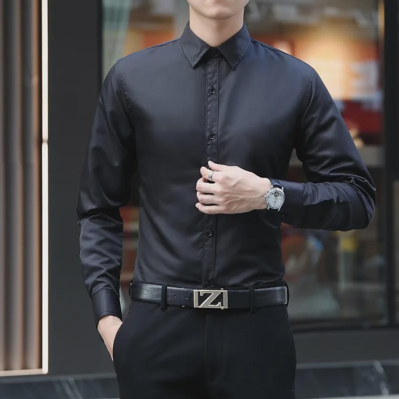 Korean Style Men's Slim Fit Casual Long Sleeve Shirt for Spring and Autumn