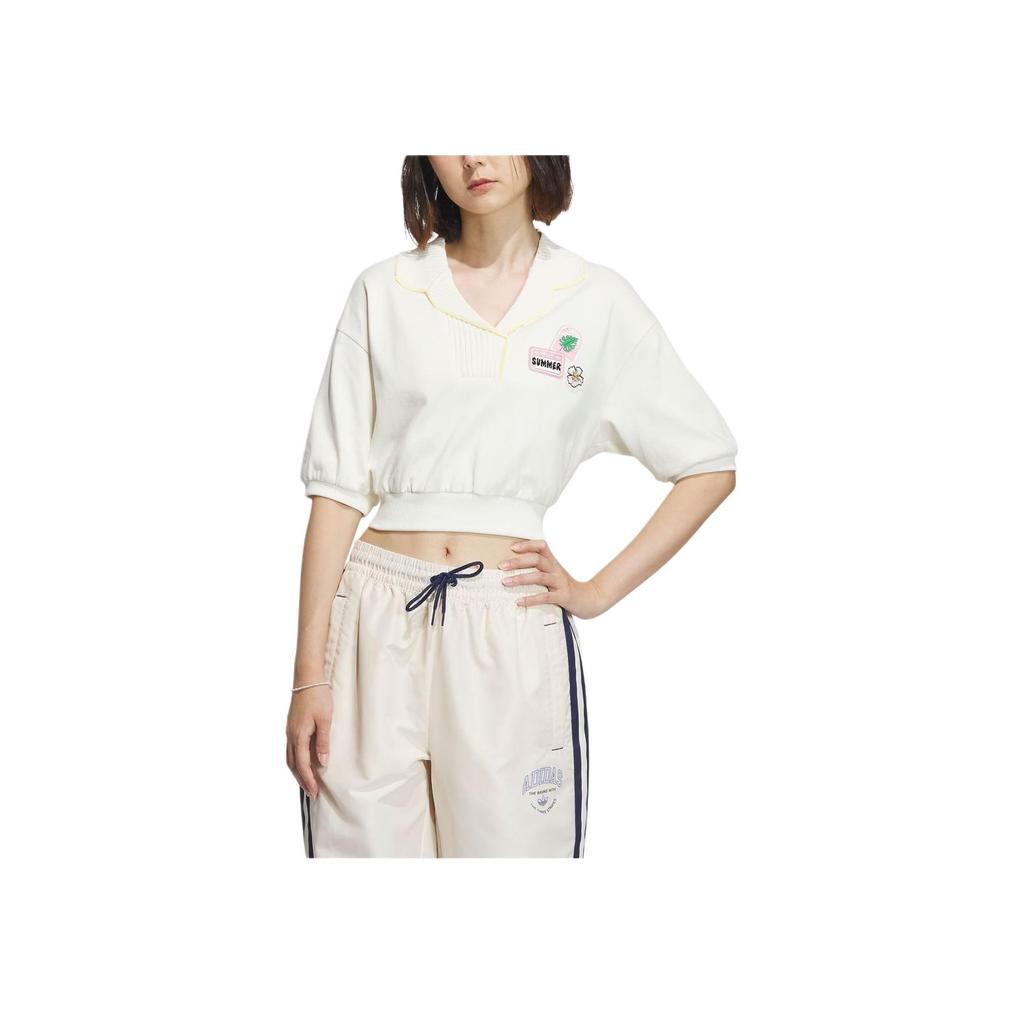 adidas Рубашка-поло Originals Holiday Play с буквенным узором Женские топы Off-White IW6299