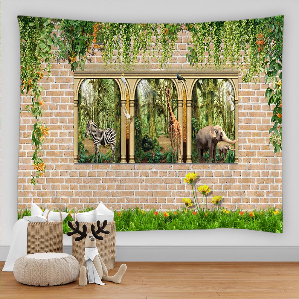 Идиллический гобелен с цветами, бабочками, зелеными растениями, настенный гобелен в стиле хиппи, мандала, покрывало, богемное искусство, декор для дома и комнаты