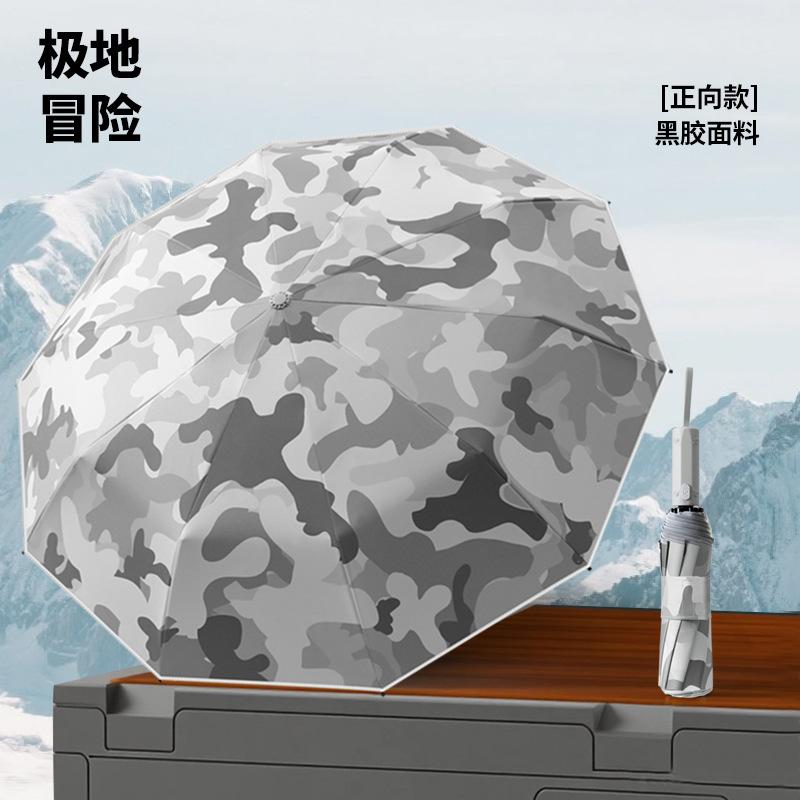 New Camouflage Automatic Umbrella Three-fold Umbrella Automatic Umbrella Sunscreen + Strong Windproof Weather and Rain Dual-purpose Outdoor Travel
