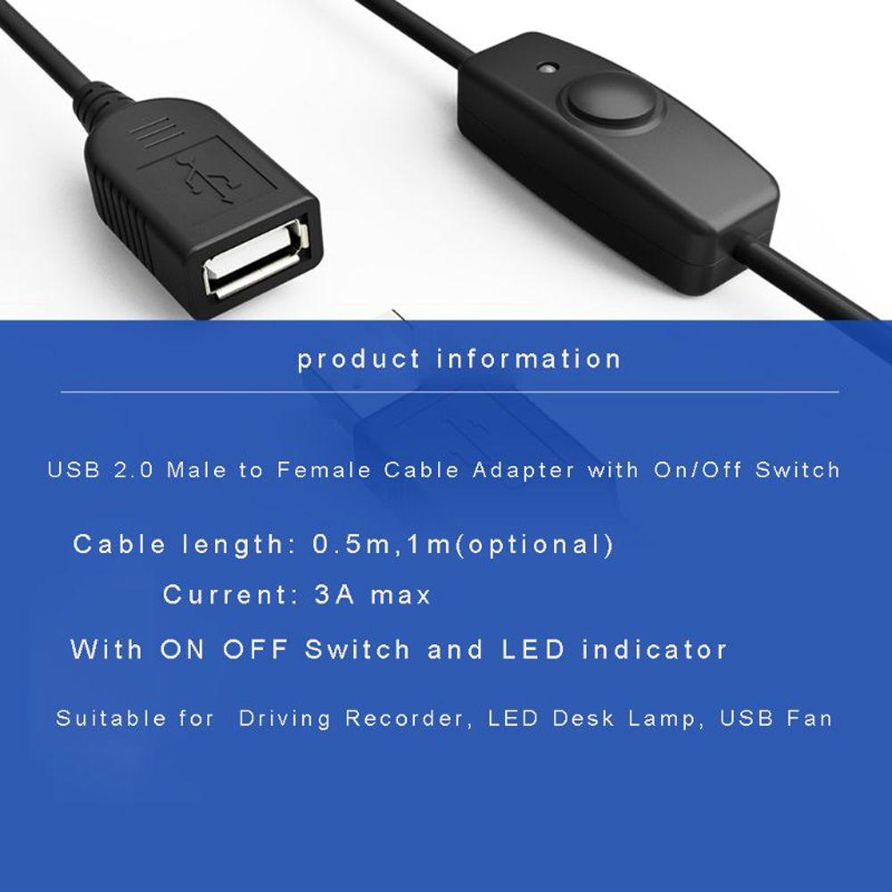 Adapter LED Lamp With ON OFF Switch USB 2.0 Extender Cord Power Supply Line USB Extension Cable
