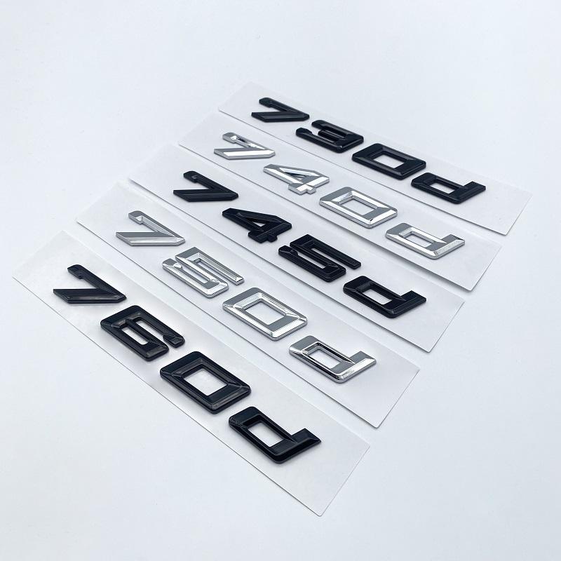 New Font Numbers Letters 730d 740d 745d 750d 760d Top ABS Emblem for BMW 7 Series Car Trunk Nameplate Logo Sticker Black