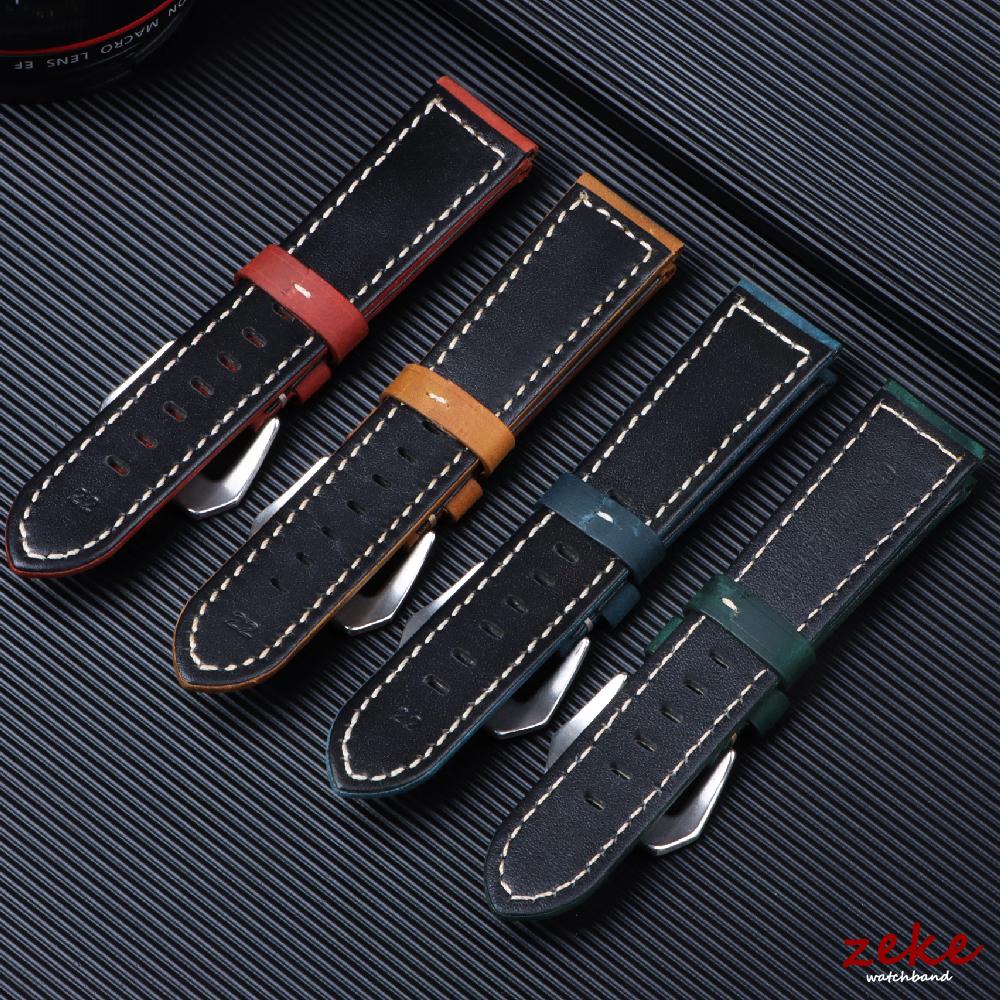 Ремешок для часов из натуральной кожи для Panerai, прошитый ремешок из коровьей кожи Crazy Horse, мужской спортивный браслет, ремешок для часов 20 мм 22 мм 24 мм