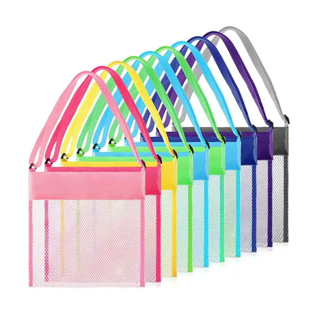 Сумка для хранения пляжных ракушек Детская сумка для хранения инструментов для копания на пляже Регулируемая сетчатая сумка с пряжкой Сумка-органайзер