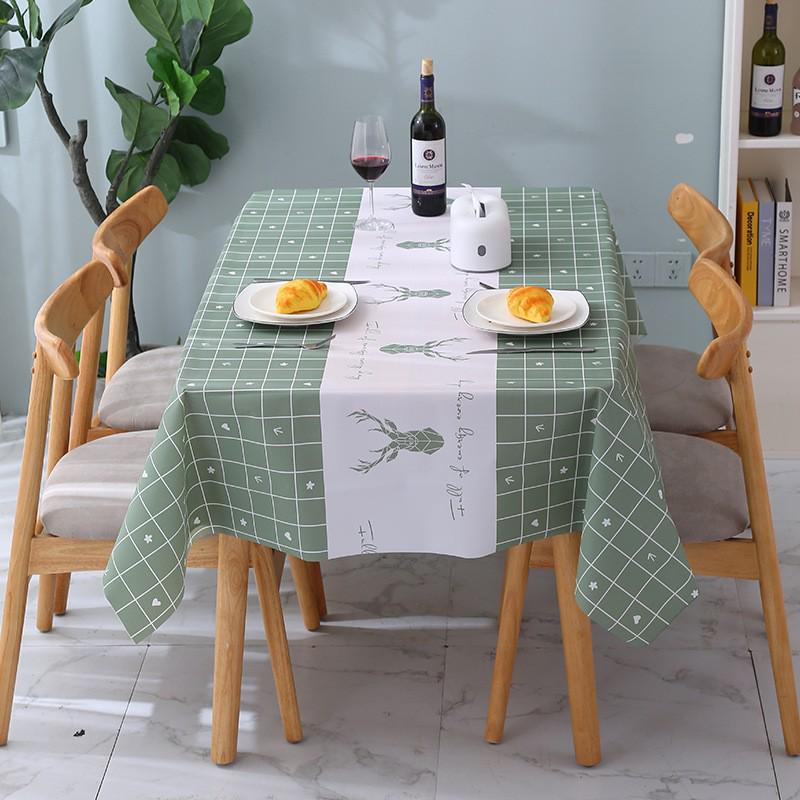 Luxury Waterproof PEVA Plaid Tablecloth & Chair Mat - Oil-Proof, High-End Rectangular Dining Cover