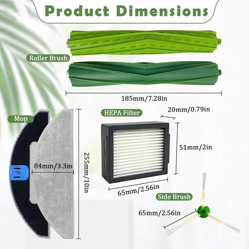 Сменный комплект, как показано на рисунке, пластик для Irobot Roomba Combo I5, I5+, J5, J5+, основная боковая щетка, фильтр Hepa, салфетка для швабры, запасные части