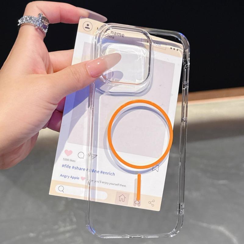 Прозрачный акриловый жесткий чехол MagSafe для iPhone 16E 14 15 16 Plus 12 13 mini X XR XS 11 16 pro max Магнитный ультратонкий чехол