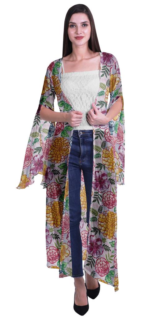 Moomaya Пляжная накидка с открытым передом из принтованного жоржета и разрезами на рукавах