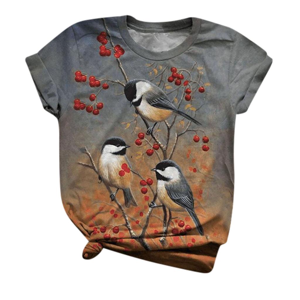 Summer Fashion Cute Birds 3D Print T-shirts Women Streetwear Casual Harajuku Short Sleeve T Shirt O-neck Kids Tees Tops Clothing