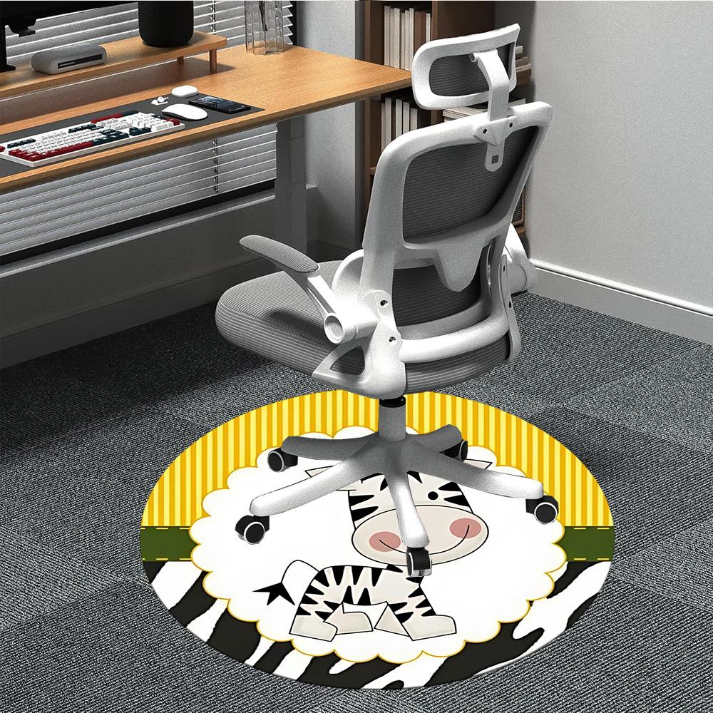 1pc Zebra, CartoonChair Carpet for Office, Indoor Non-Slip Washable Polyester Fiber Carpet, Mat For Office, Machine Washable