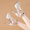 Fashion 2025 Female Shoes On Sale Cover Heel Back Zip Women's Sandals Elegant Party Peep Toe Sandals Women Super High Thin Heels Shoes