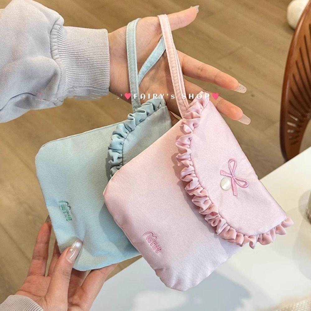 Bowknot Sanitary Napkin Storage Bag Cotton Cloth Bow Makeup Bag Creative Mini Cosmetic Bag Women