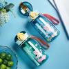 Kids Cartoon Water Sippy Cup with Straw Adorable Bear Leakproof Water Bottles Outdoor Activity Lightweight Drink Bottle Childrens Lovely Cup