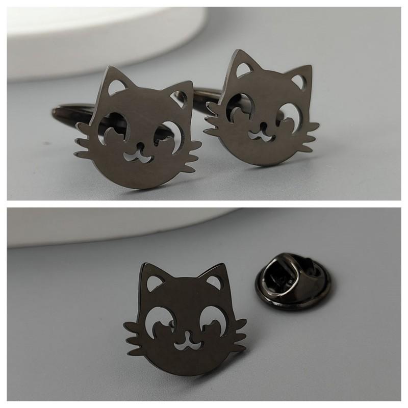 Cat Brooch Cufflinks Cute Exquisite Korean Design High-end Light Luxury Clothing Accessories