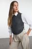 Women's Elegance Style Sweater Stone Soft Textured Crop Buttoned Knitwear Sweater
