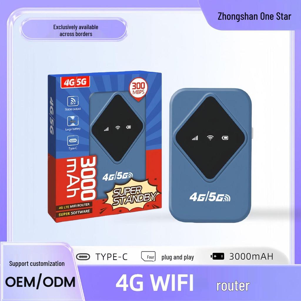 4G Portable WiFi Router with SIM Slot, 3000mAh Battery, Colorful Lights - Cambodia Series
