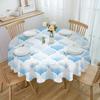 Watercolor Morocco Blue Round Tablecloth Waterproof Table Cover For Wedding Party Decoration Dining Table Cover