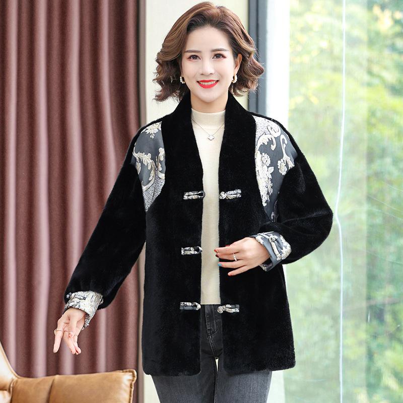 Новое осенне-зимнее платье для мамы из искусственного норкового флиса, женское короткое меховое пальто среднего и старшего возраста, большое утепленное пальто среднего возраста