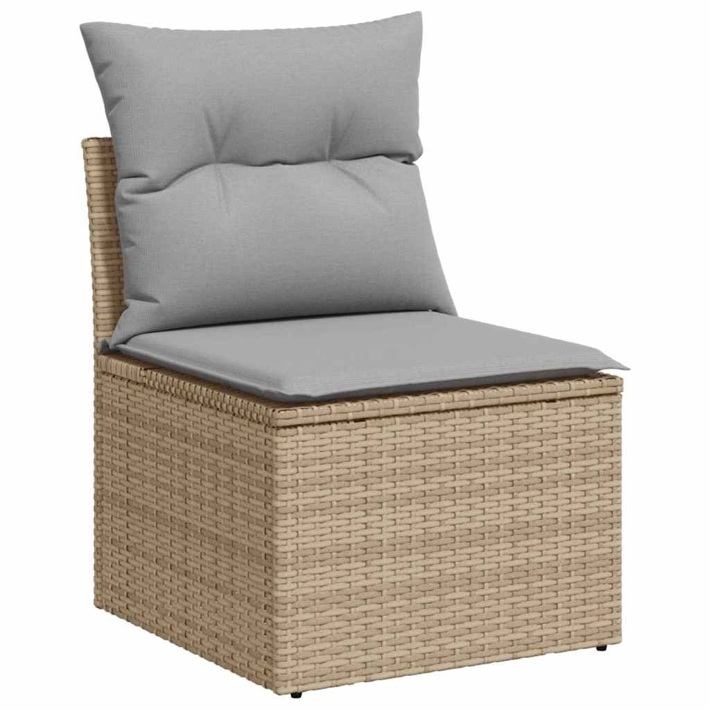 Garden Sofa Set with Cushions 3 pcs Beige Poly Rattan