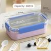 304 Stainless Steel Divided Lunch Box with Fork Spoon Food Container New Bento Box  For Meal Prep