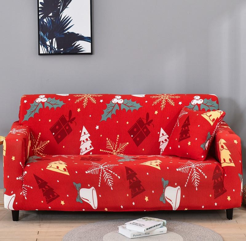 Рождественские эластичные чехлы для дивана для гостиной Funda Sofa Чехол для дивана Защитник для кресла Универсальные накидки на диван Рождественский домашний декор
