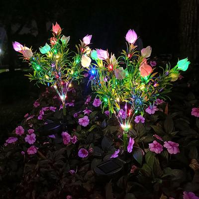 Солнечный садовый светильник 42LED Искусственные цветы для деревьев Водонепроницаемые светильники для наружного сада Ландшафтный дизайн Дорожка для заднего двора Газон Декор Освещение