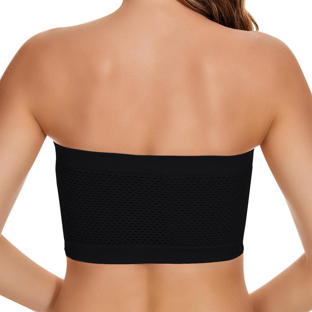 Women's Strapless Bra Solid Color Sexy Light And Thin Inner Tank Top Without Chest Pad, Steel Ring