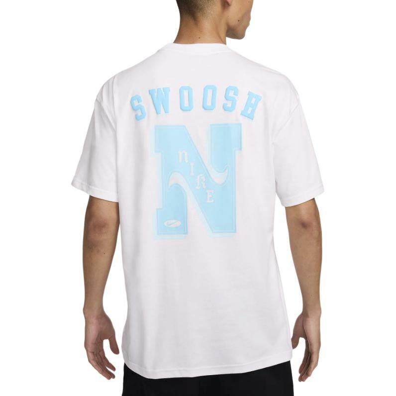 Nike Футболка с круглым вырезом и принтом букв, прямая, повседневная, с коротким рукавом, мужская, белая FZ5386-100