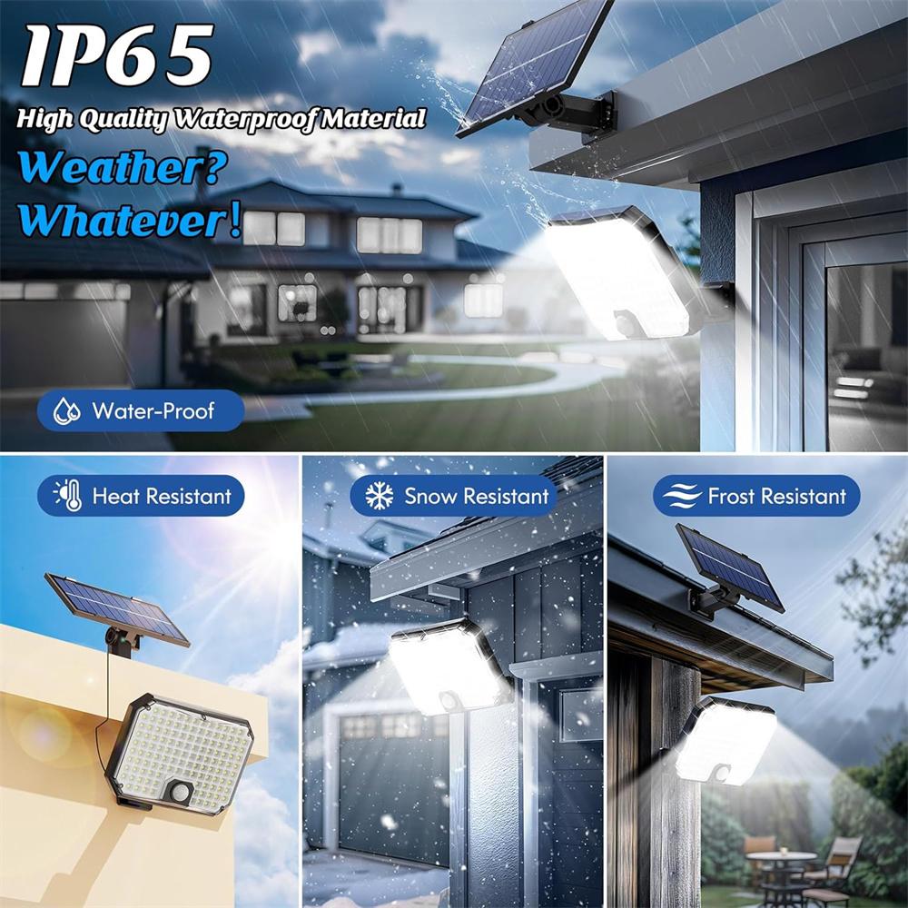 Уличный светодиодный солнечный светильник 3 режима датчик движения прожектор IP65 водонепроницаемый охранный свет с пультом дистанционного управления для гаража настенный светильник