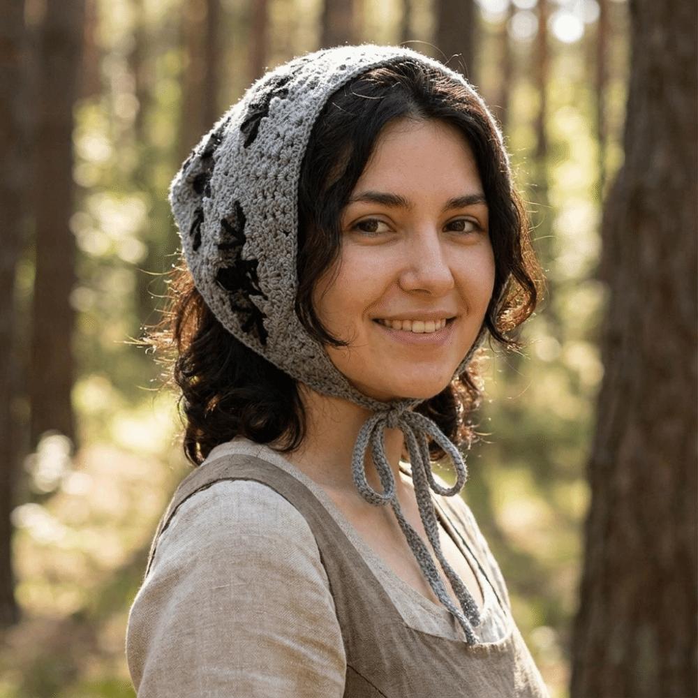 Bat Triangle Scarf Cotton Material Knitted Hollow Headband Halloween Headscarf Women Girls