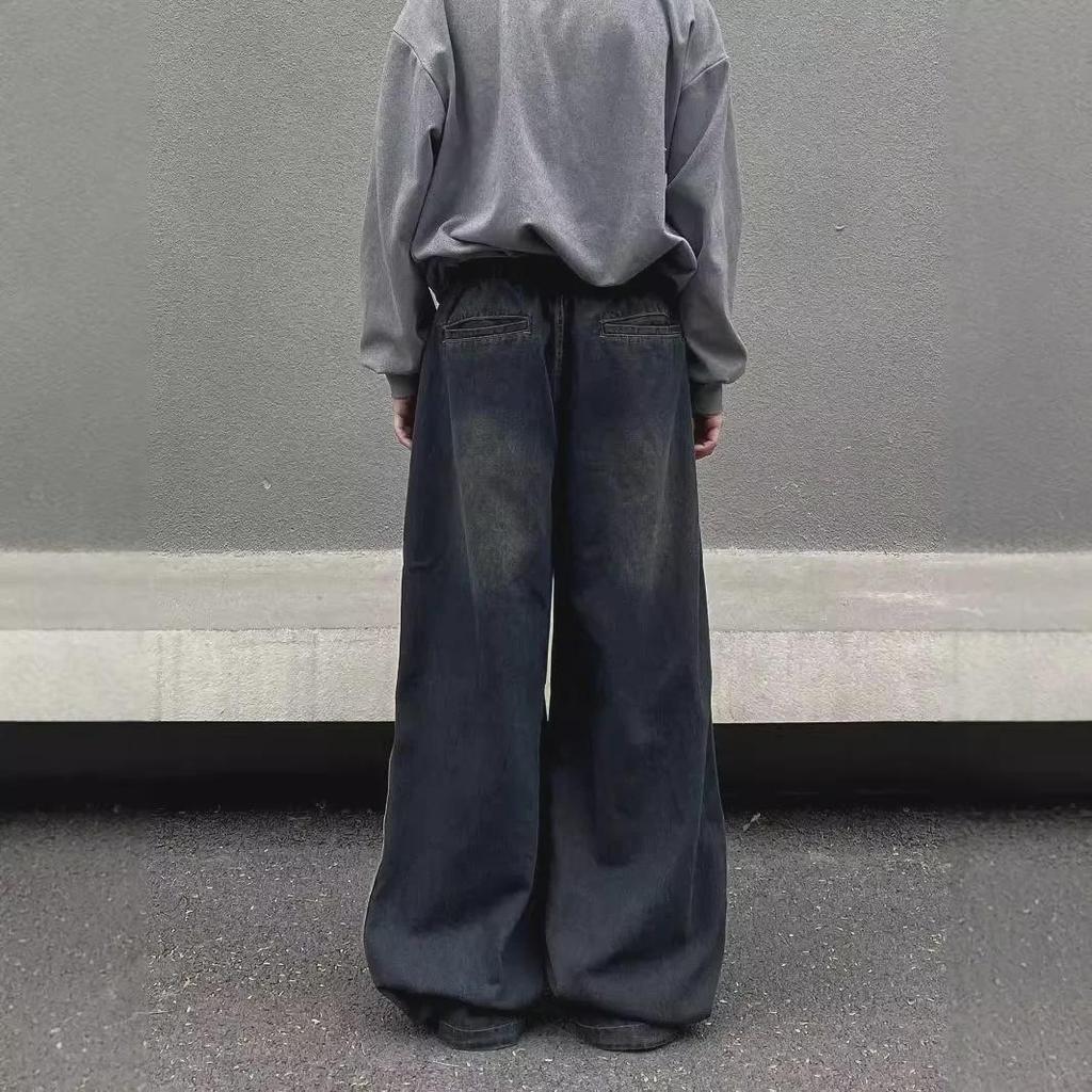 Осенне-зимние полосатые плиссированные свободные повседневные брюки: Ретро Джинсы в Американском Уличном Стиле