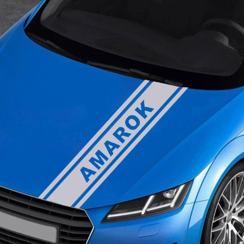 HAT1 Car Front Bonnet Hood Stickers Vinyl Decals Exterior for Volkswagen VW Amarok Emblem Body Anti Scratch Film Stripe Accessories