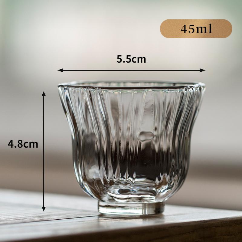Japanese Heat-resistant Glass Petal Cup Smelling Cup Transparent Vertical Teacup Single Master Cup Small Sake Wine Cup