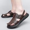 Fashion Luxury Brand Men Sandals 2024 Summer Toe Wrap Sandals Anti-slip Leather Sandals Soft Sole Slippers Breathable Casual Brown Shoes