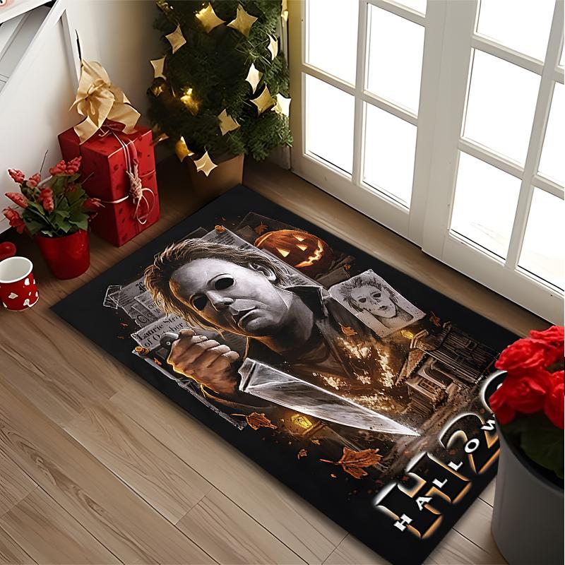 1pc Office Carpet, Horror Killer Portrait Chair Rug, Living Room Printed Area Rug, Home Chair Floor Mat