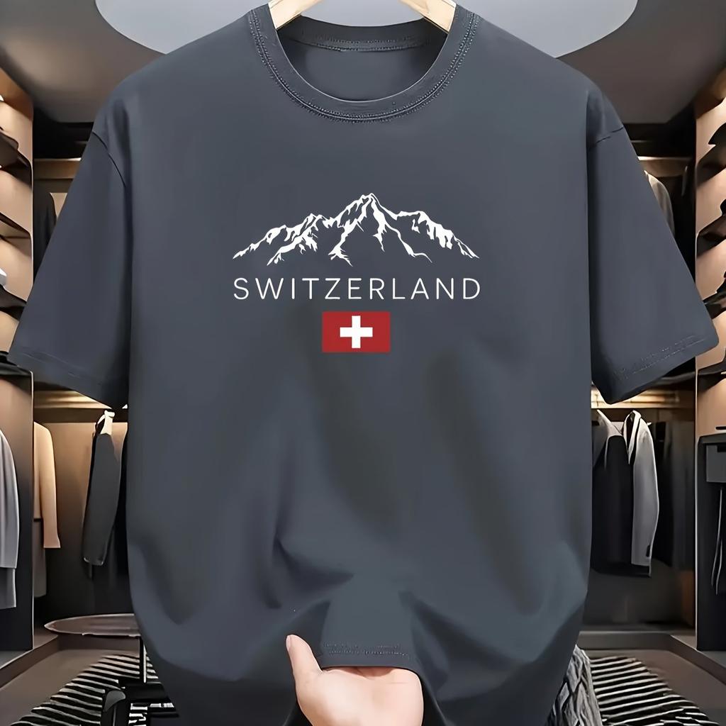 2025 Men's Summer 100 Cotton Fashionable Casual Sports Loose Plus Size Letter Pattern Printed Round Neck Short Sleeved T-shirt