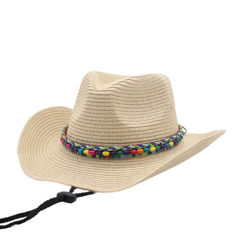 Tibetan Tibetan straw hat top hat Men's and women's ethnic minorities' style retro flat-brimmed jazz hat Fishing sunscreen hat