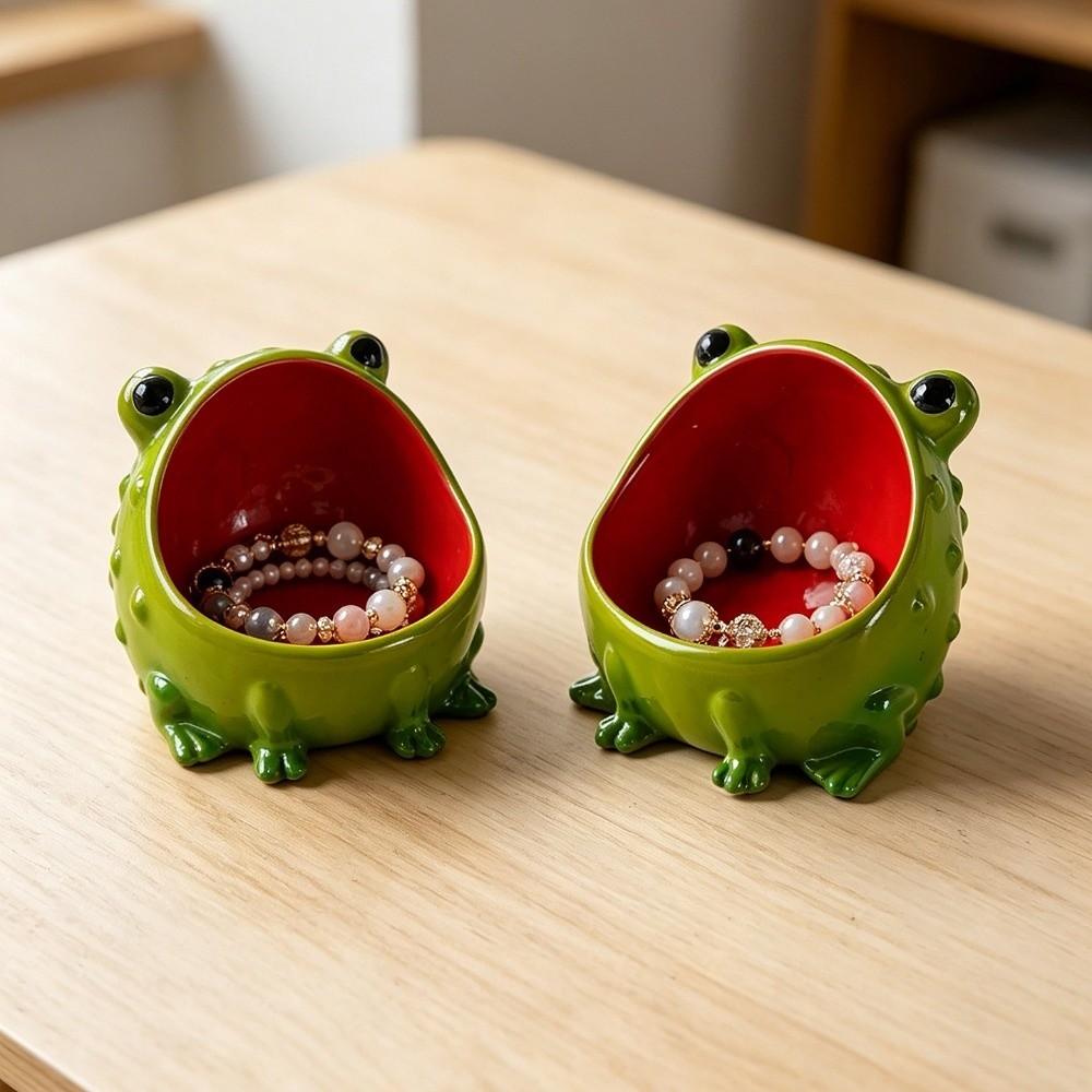 Wide Open Mouth Cute Frog Jewelry Box Funny Frog Key Bowl Frog Trinket Tray Home Living Room