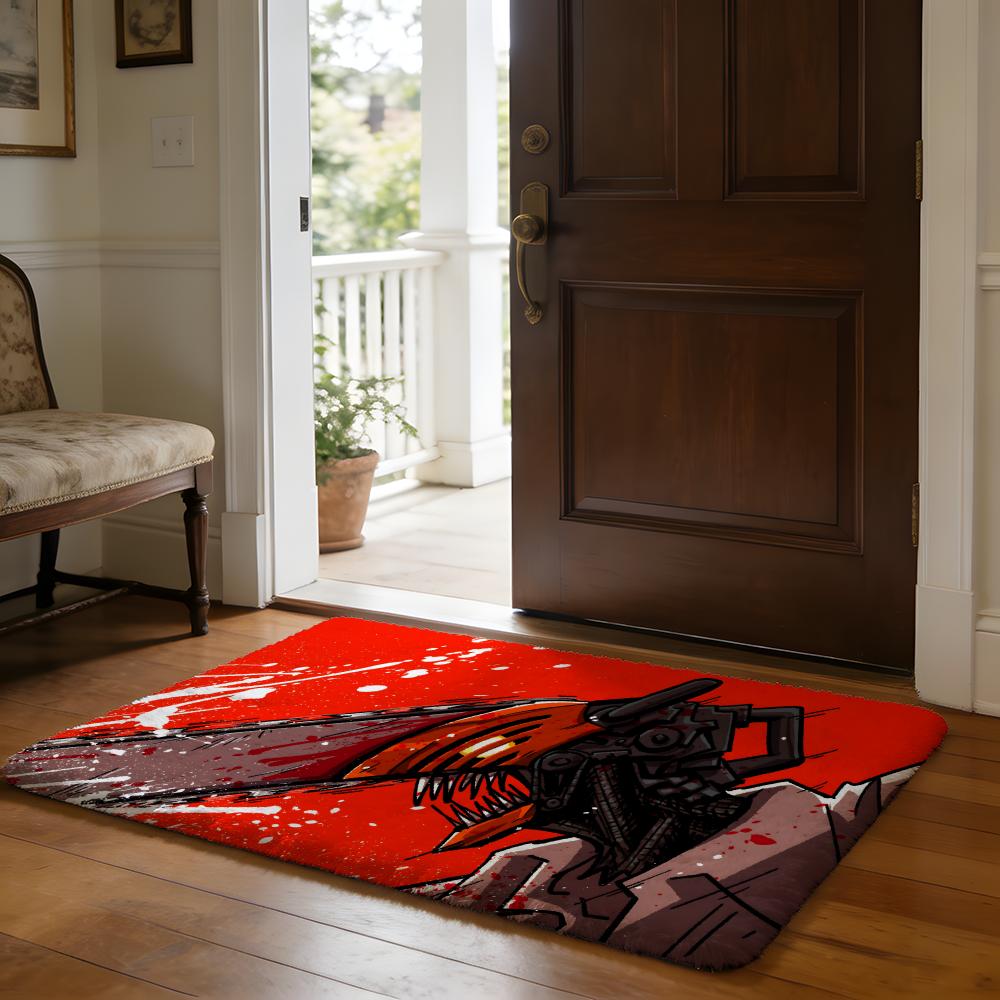 CChainsaw Man Floor Mat Soft Flannel Absorbent Mat Non-Slip Rug Home Bedroom Bathroom