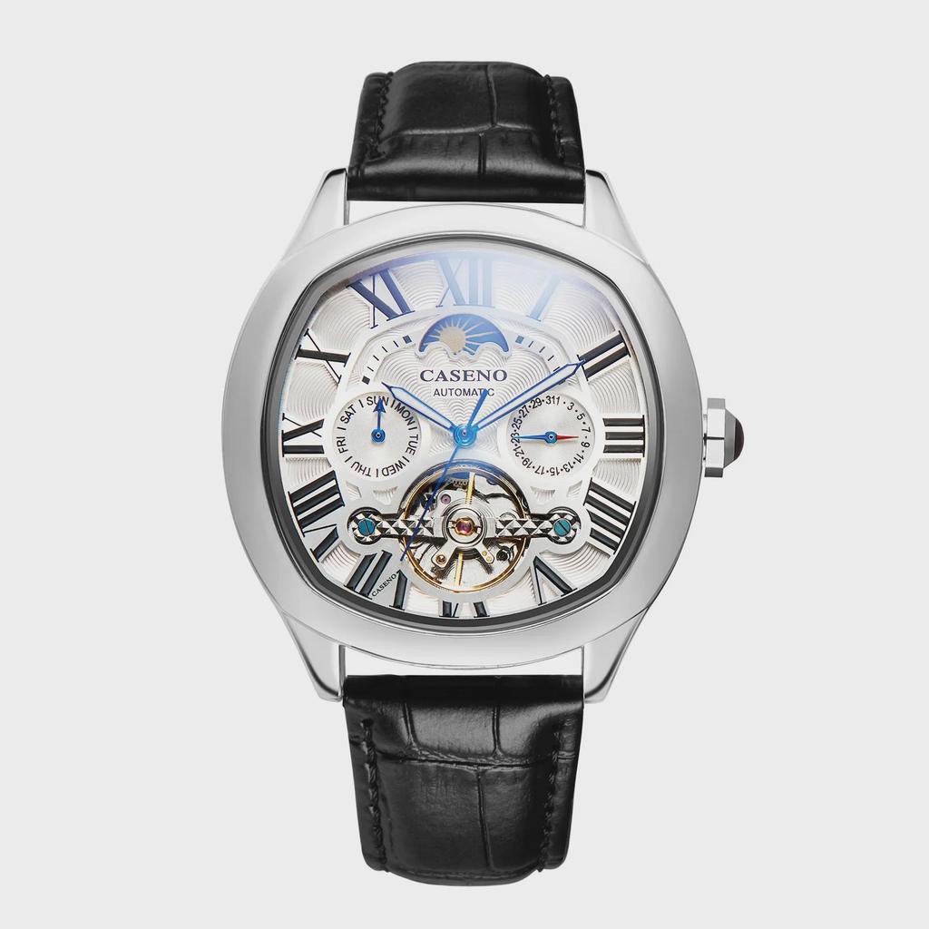 Часы CASENO Star Tourbillon Automatic: Фаза Луны, месяц и дата, водонепроницаемость 100 м