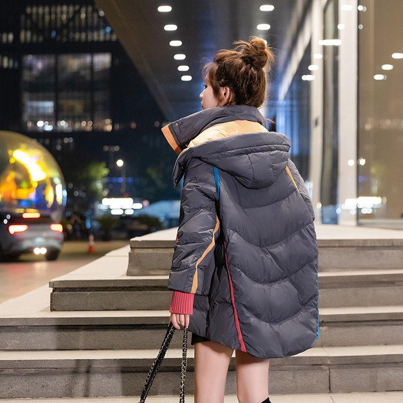 Зимнее модное хлопковое пальто свободного кроя с цветными блоками для зимы