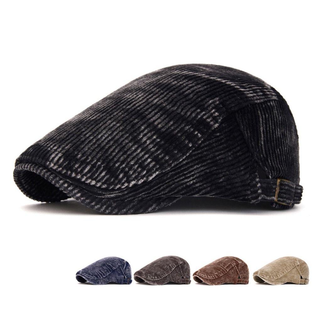 Adjustable Corduroy Flat Cap British Style Driving Cap Vintage Gatsby Beret Cap Driving Use