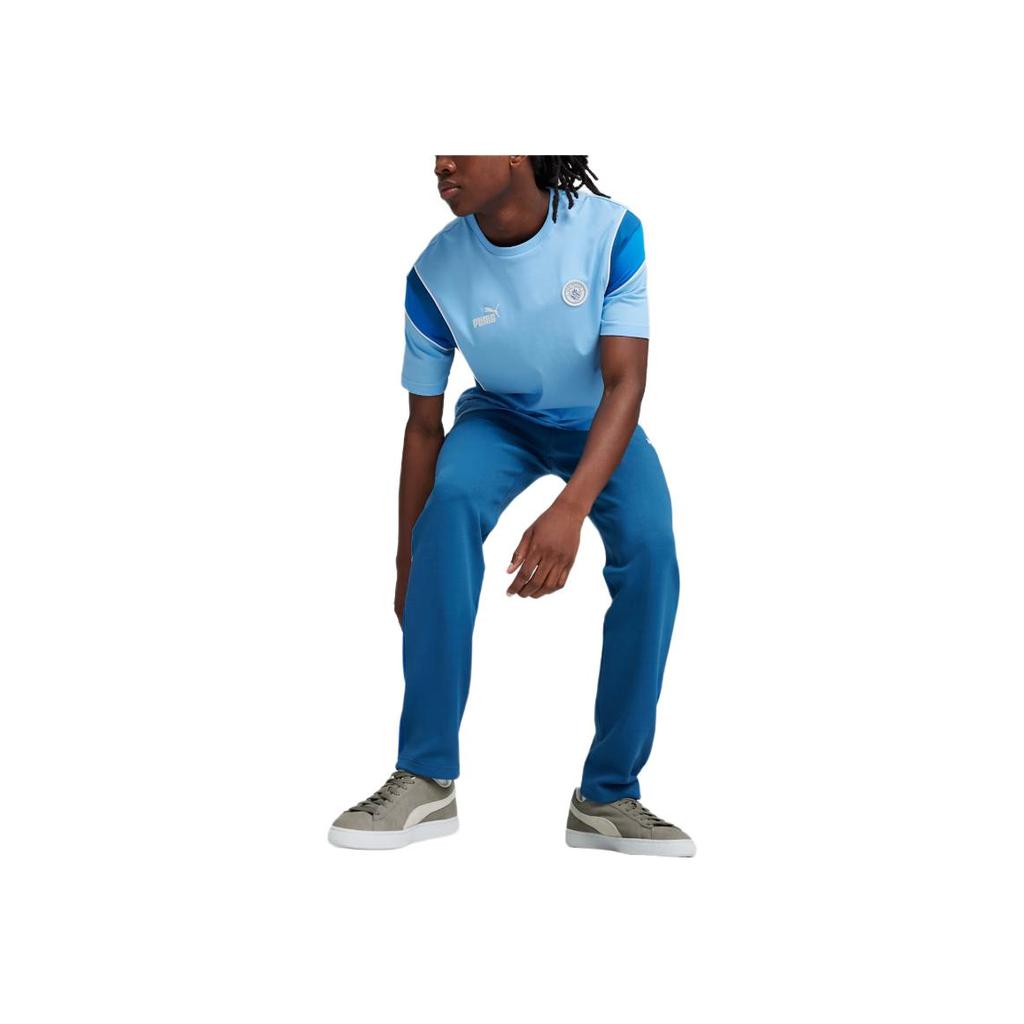Puma Manchester City Ftbl Archive Color Block Logo Print Slim Fit T-Shirt Men T-Shirts Light-Blue 774389-09