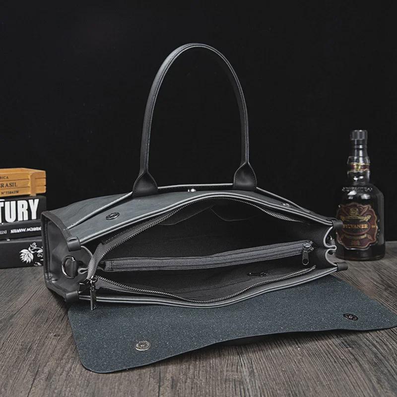 Винтажный мужской портфель и сумка через плечо из кожи Crazy Horse