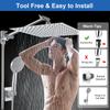 2-IN-1 Bathroom Shower Combo High Pressure Rainfall Shower Head with Extension Arm Handheld Shower Head with Wall Bracket Hose