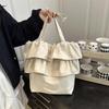 2025 Korean Ruffle Bag: Women's Large Capacity White Shoulder Bag